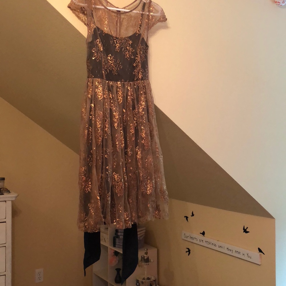 Anthropologie gold and black formal dress